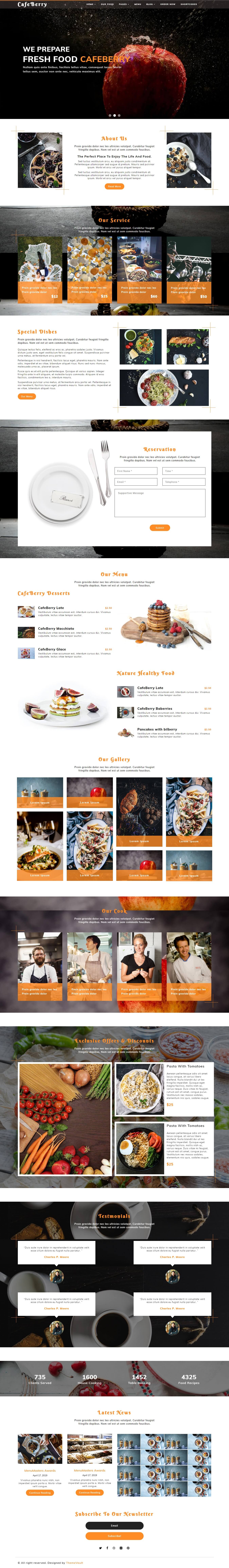 CafeBerry Free HTML5 Restaurant Website Templates ThemeVault
